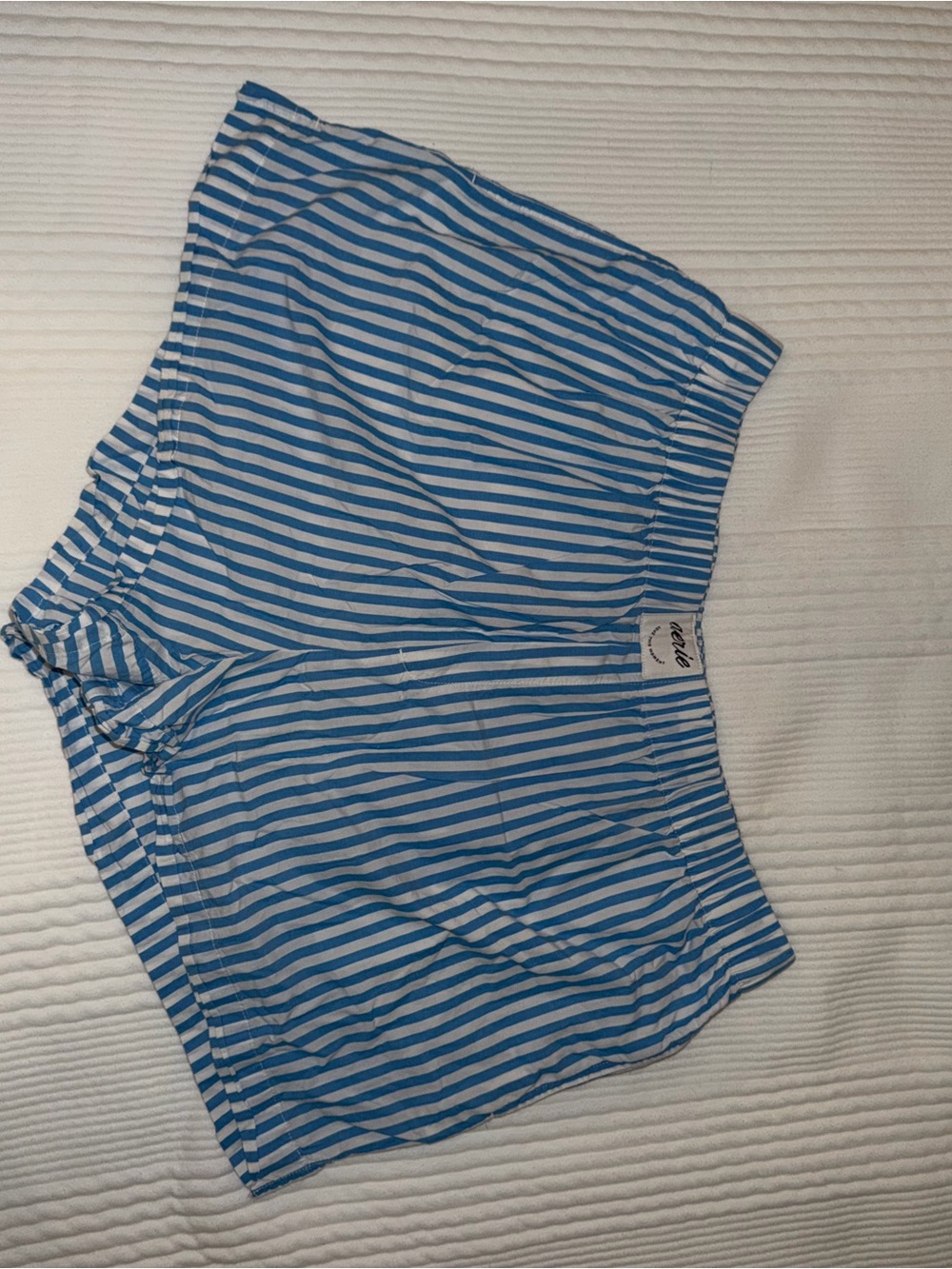 aerie Blue and White Striped Elastic Waist Shorts